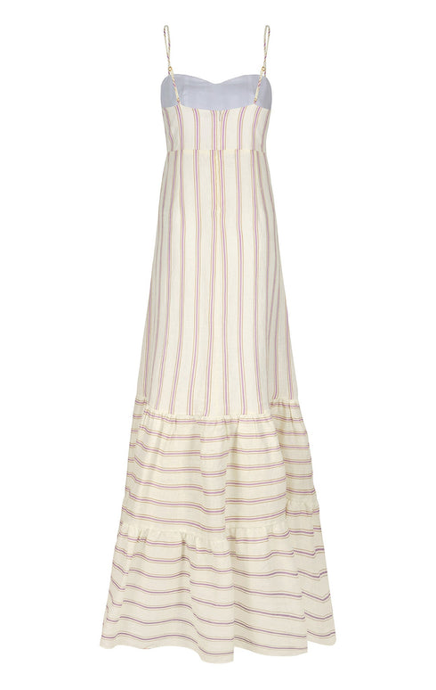 Macarena Linen Maxi Dress / lila Stripes